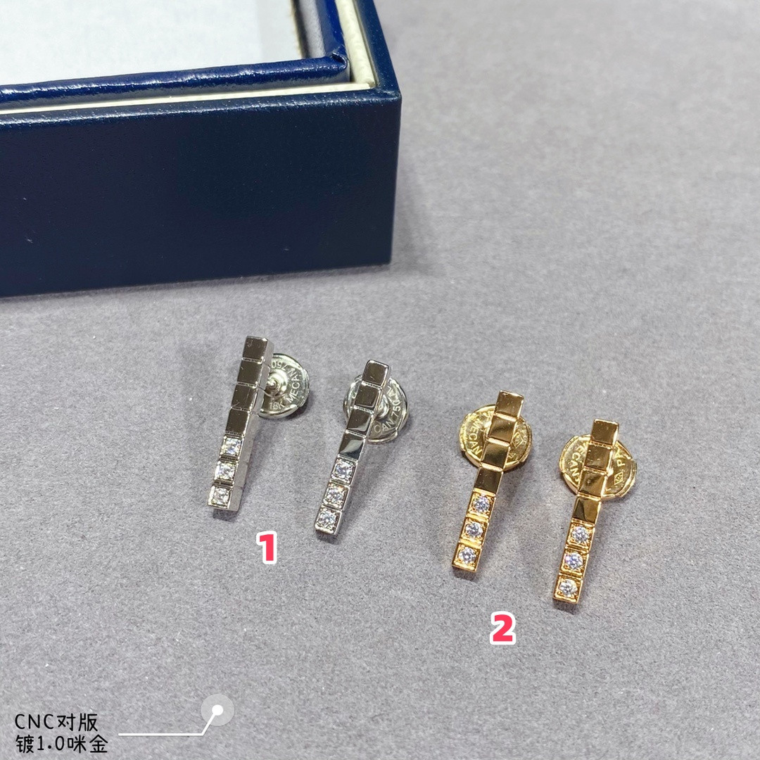 chopard long bar half Di*m*nd stud earrings