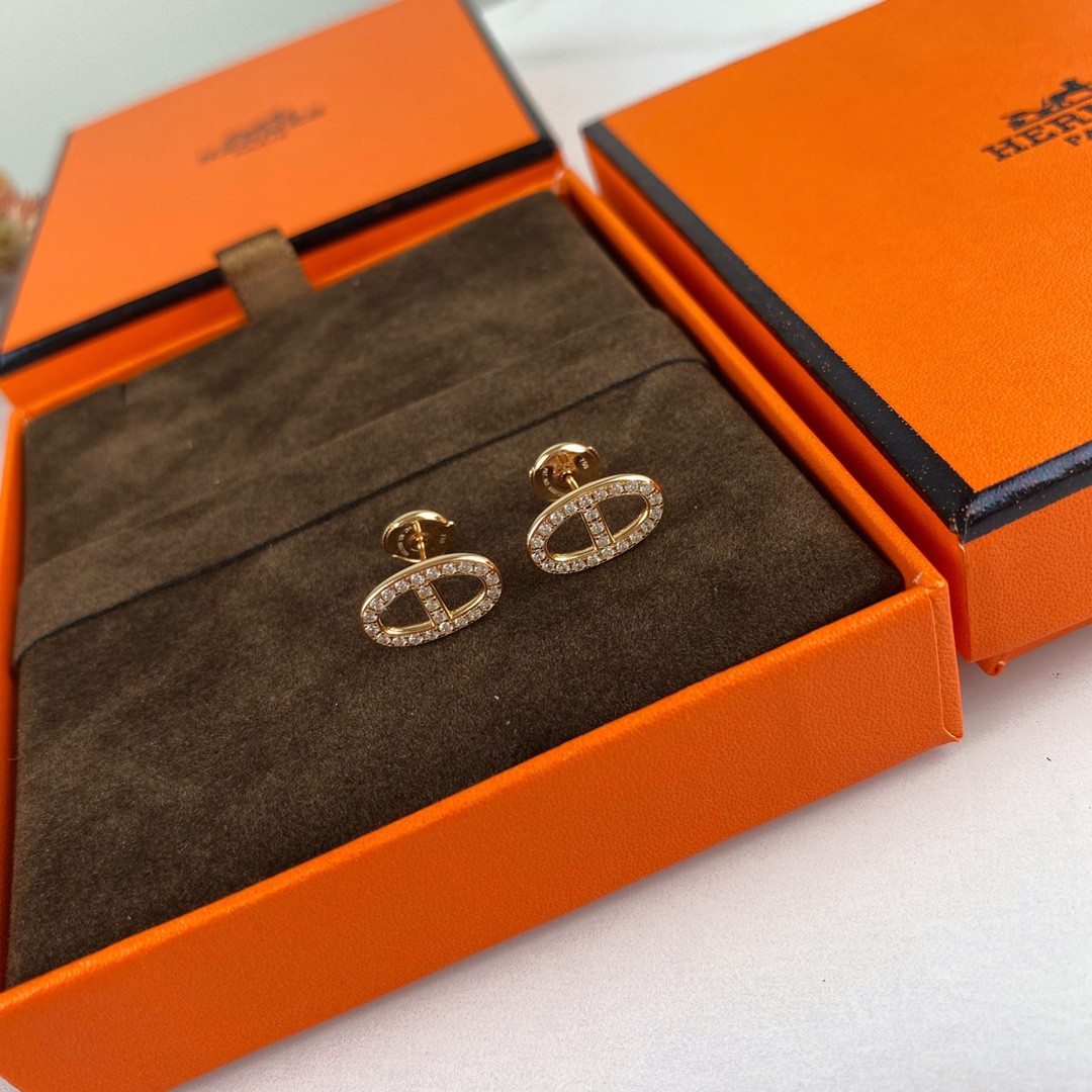 hermès fully Di*m*nd-encrusted  h stud earrings