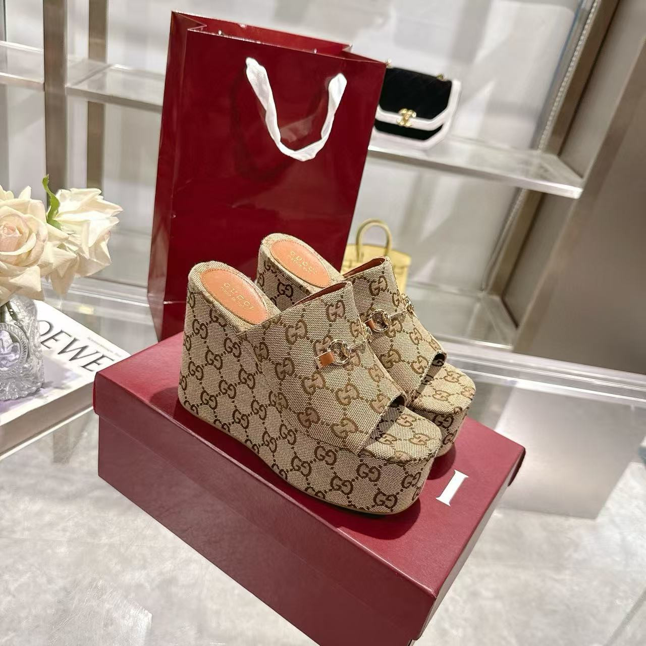 ua G*u*i women's wedge sandal with horsebit