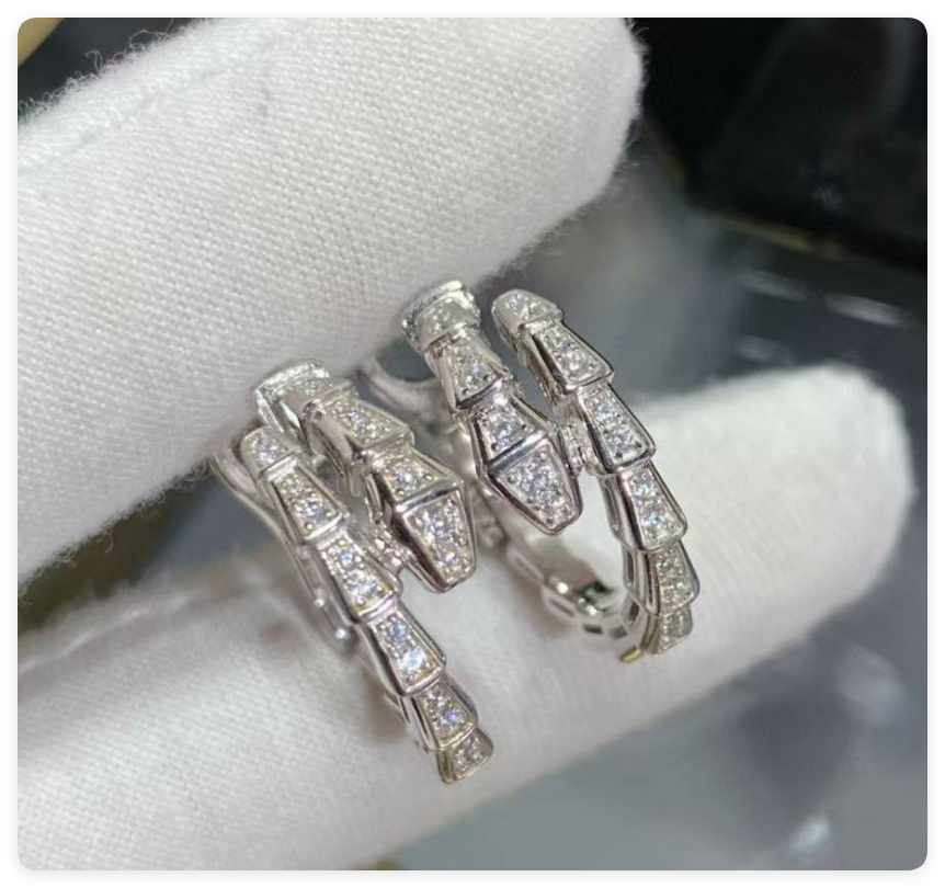 b*l*ai full-Di*m*nd snake earrings