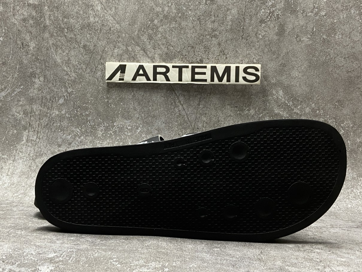 OFF-WHITE Spray Stripes Slide Black White (No Shoe Box)