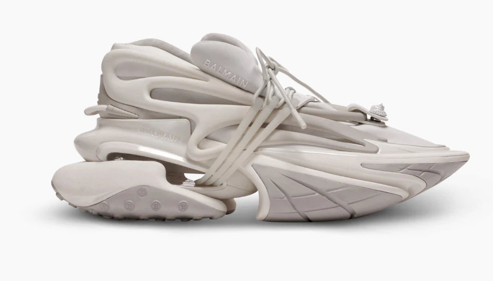 Balmain Neoprene and calfskin Unicorn low-top sneakers