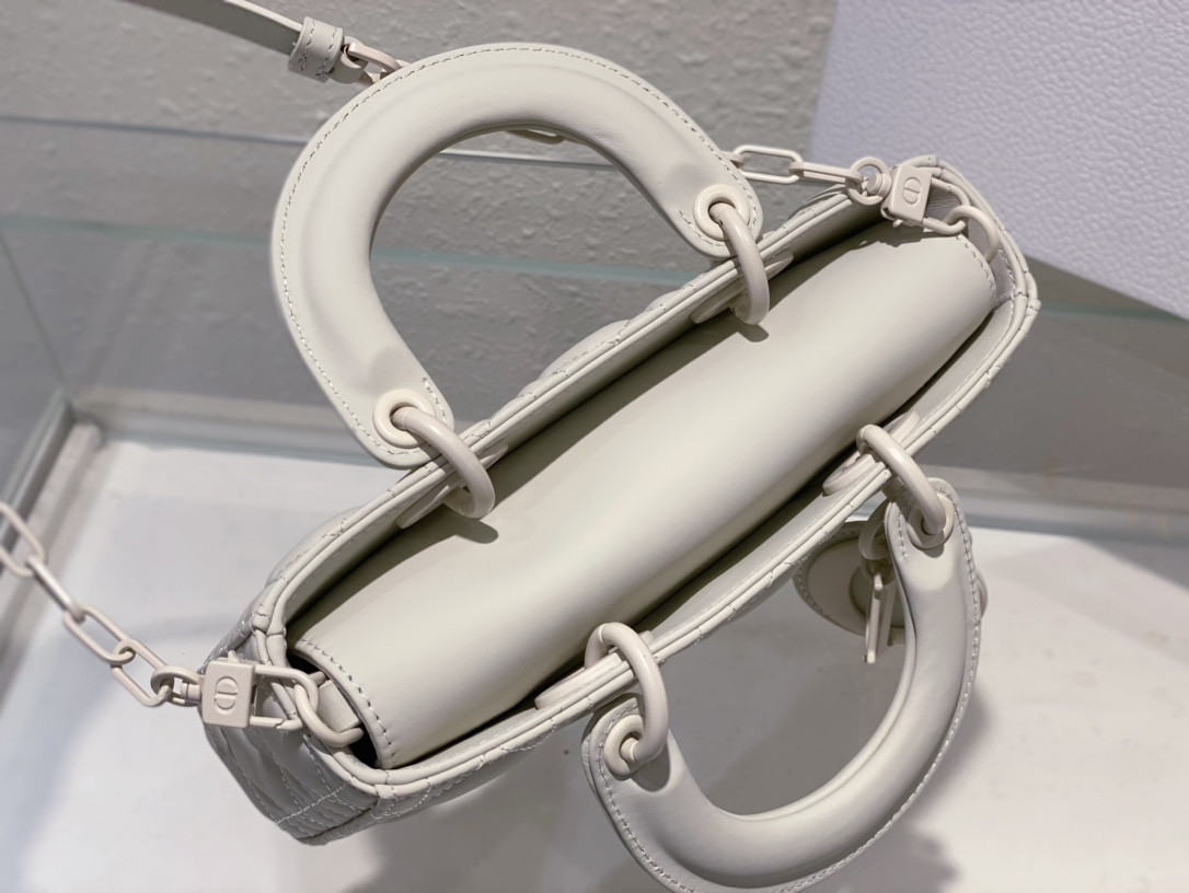 D*or small lady d-joy bag ultramatte white cannage calfskin