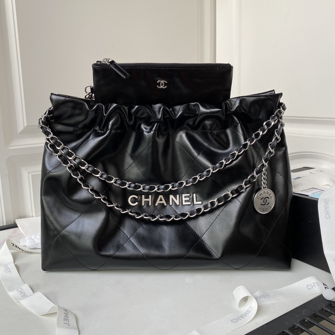 Ch*el 22 handbag shiny calfskin 30×45×8cm