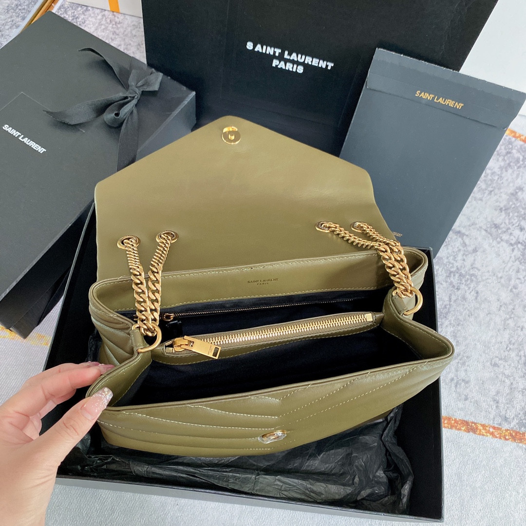 Y*L loulou medium in quilted leather 12.5 x 8.6 x 3.5 inches