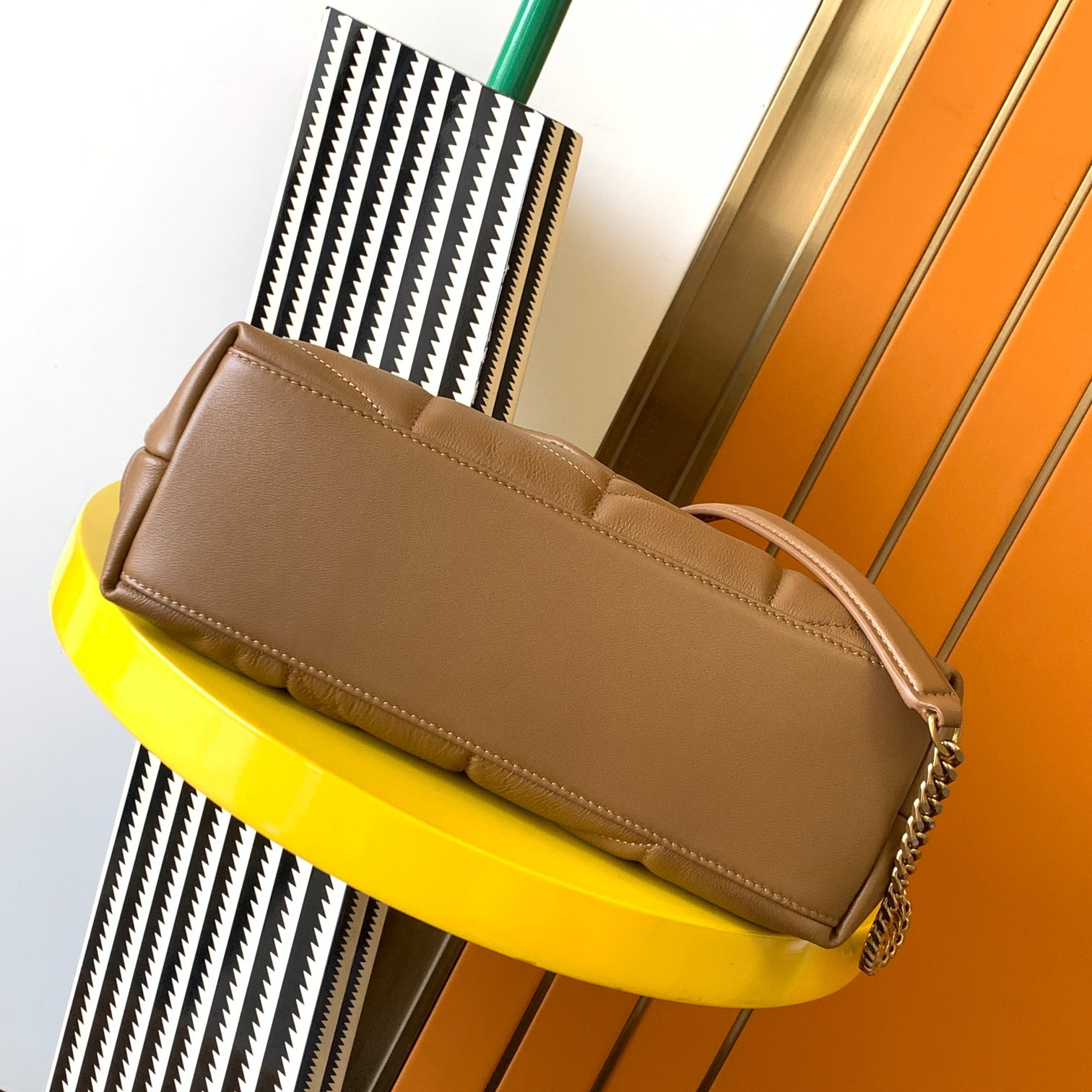 Y*L puffer small in nappa leather brown 11.4 x 6.6 x 4.3 inches