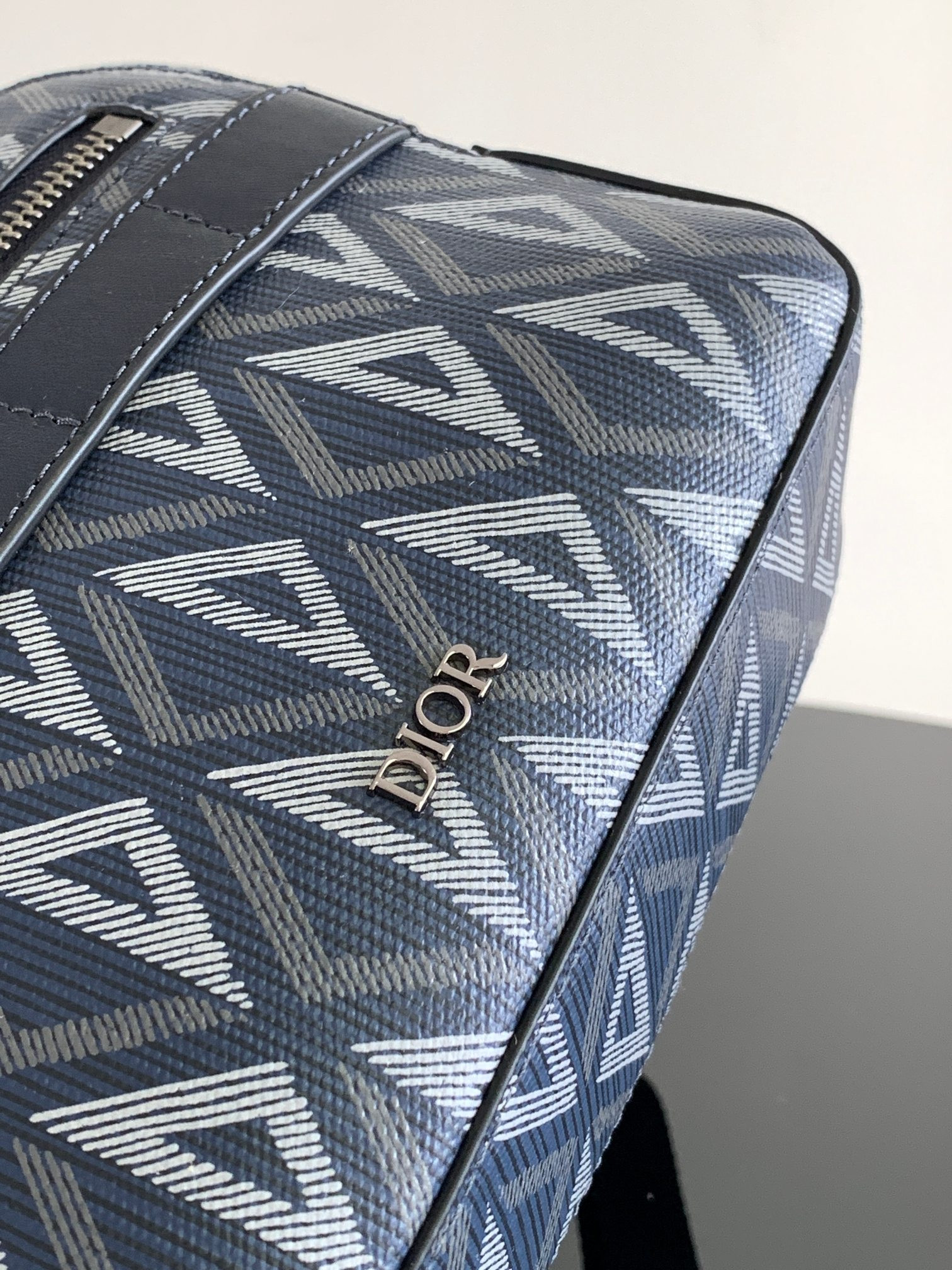 D*or safari bag with strap blue white 8.5 x 6 x 2.5 inches