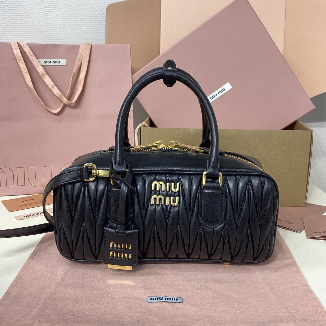 Miu Miu Arcadie matelassé nappa leather bag 12x27x9cm