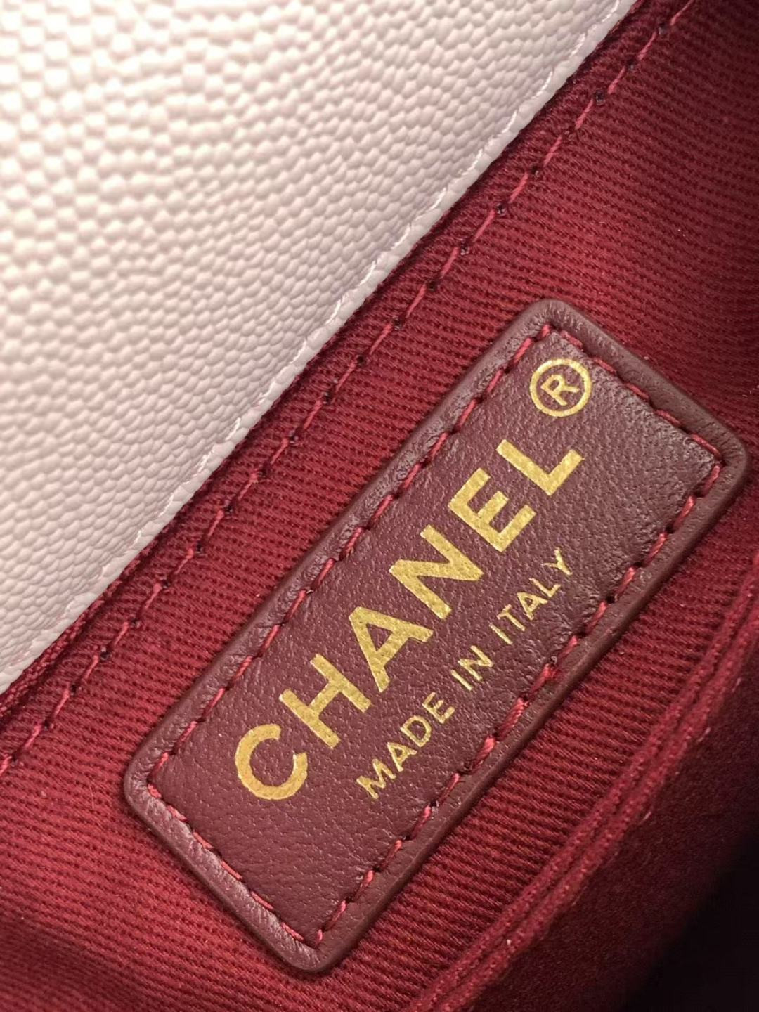 Ch*el mini flap bag with top handle grained calfskin & gold-tone metal as2215 13x19x9cm